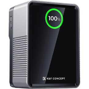 K&F Concept V Mount Battery 99Wh with PD100W Fast Charging,14.8V 6700mAh Mini V-Mount Battery with DC/D-Tap/Dual USB-C/USB-A/TFT Display/240W Charging Cable for Camera Camcorder (ArmyGreen)