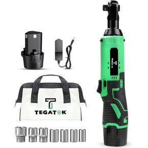 Cordless Electric Ratchet Wrench Set, 40FT-LBS (45N.m) 3/8" Ratchet, 12V Cordless Ratchet Wrench, 2.0Ah Battery Electric Impact for Car Home, Only 1 Battery