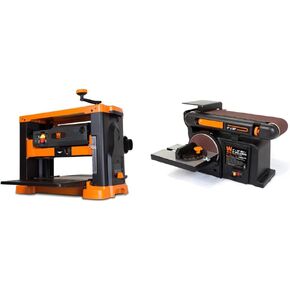 WEN PL1326 15-Amp 13-Inch Spiral Benchtop Thickness Planer & 6502T 4.3-Amp 4 x 36 in. Belt and 6 in. Disc Sander with Cast Iron Base
