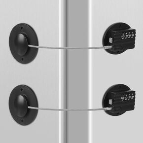 4-Digit Combination Fridge Lock, Refrigerator & File Cabinet Safety Locks, Windows, Drawers, No Key Required(Black-2pcs)