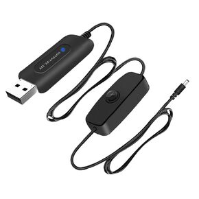 محول محول يعمل في سيارة USB ، 5 فولت إلى DC 5521 12 فولت ، كابل الطاقة (5 أقدام) مع مفتاح التشغيل/إيقاف تشغيل USB ، يدعم محول سجائر ولاعة سجائر.