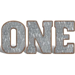 CraftyCrocodile Galvanized Metal Letters for Wall Decor - 3D Phrase ONE for Hanging or Freestanding - Unique Blend of Rustic, Vintage, Western, and Industrial Styles, Bundle