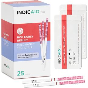 INDICAID Early Detection Pregnancy Test Strips - 25 Tests - hCG Test Early Result 6 Days Before Missed Period - High-Sensitivity Easy at-Home Pregnancy Tests - Rapid Results in 5 Minutes