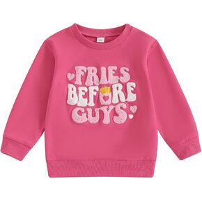 Valentines Day Baby Outfit Toddler Girl Valentines Day Shirt Fries Before Guys Sweatshirt Vintage Sweater Clothes