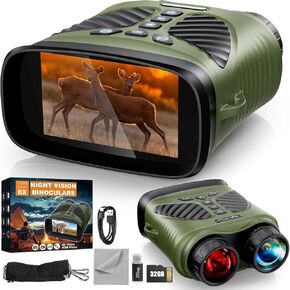Night Vision Goggles - 4K Night Vision Binoculars with 48MP and 3 Inch Display, 8X Digital Zoom and 7-Level Infrared Black with White, Backlit Buttons, Type-C Fast Charging & Detachable Battery