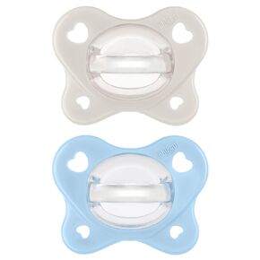 Chicco PhysioForma® Dual Soft One-Piece Orthodontic Silicone Pacifier for Babies 6-16 Months | BPA & Latex Free | Reusable Case | Grey/Dusty Rose, 2pk