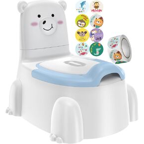 Toddler Potty Chair, Polar Bear Toilet Seat With Training Reward Stickers for Boys and Girls 1-6 Year Old Children (Grey)