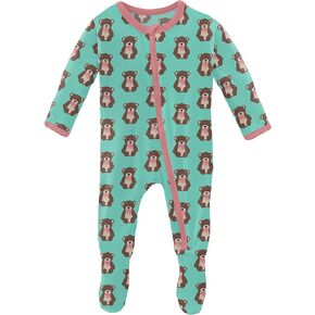 Baby Girl's Print Footie with Zipper (Infant) Glass Teddy Bears 0-3 Months (Infant)