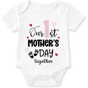 Baby Happy 1st Mother's Day Onesie Infant Cotton Short Sleeve Bodysuit 0-12 Months
