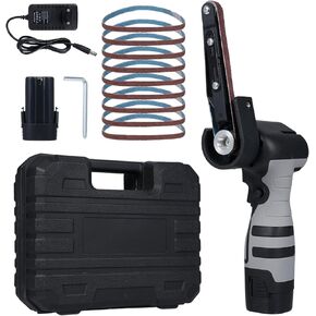 [Upgrade]Electric Mini Belt Sander,Geevorks Cordless Air Belt Sander Set with 6500RPM Variable Speed and 10 Sanding Beltss (#80, #120,#180, #240,#320) for Wood Metal and Plastics