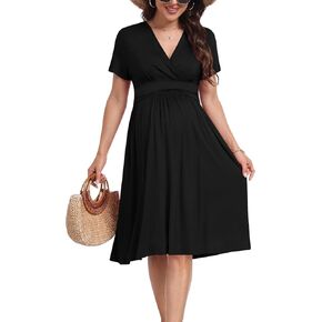 Maternity Casual Short Sleeve Party Dress Summer Wrap V Neck Baby Shower Photoshoot Pregnancy Nursing Dresses in Kuwait