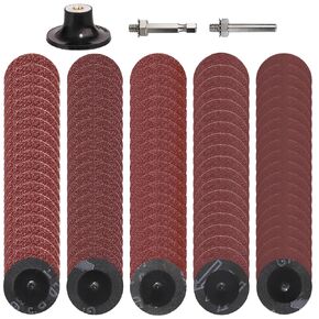 103Pcs 2 Inch Quick Change Sanding Discs Die Grinder Abrasive Set with 1/4" Roll Lock Holder Power Drill Accessories for Metal Wood Surface Grinding Polishing Deburring Rust & Paint Removal
