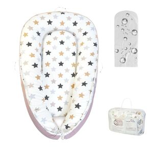 Baby Lounger with Waterproof Liner, Infant Lounger for 0-24 Months Newborn,Soft Cotton & Breathable Cover,Essentials Gifts for Baby Travel and Floor (Baby Star)