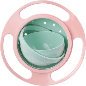 360 Spill Resistant Gyro Bowl with Lid - Modern Pink Plastic Round Bowl (12 oz)