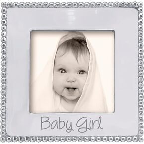 MARIPOSA BABY GIRL Beaded 4x4 Frame, Silver