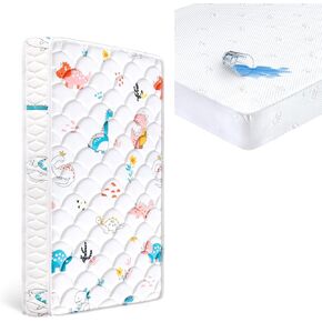 Crib Mattress + Waterproof Crib Mattress Protector Sheets Fitted