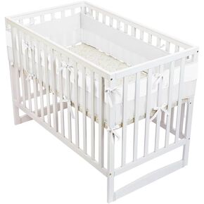 4PC Soft Mesh Liner for Full Size Cribs, 4 Side Covers,2 Long Pieces (51.18in x 9.64in),2 Short Pieces(26,77in x9.64in)-White