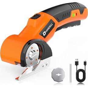 HARDELL Electric Scissors, 320RPM Cordless Rechargeable Cardboard Cutter with Self-Sharpening Blades, Safety Lock, LED Light and Extra Blades - Ideal for Plastic, Leather, Carpet and DIY Projects