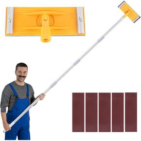 Pole Sander Drywall, 31-74-inch Manual Hand Drywall Sander with Extension Pole. Perfect for Painting, Complete with 5pcs Sanding Sheets (60, 100, 180, 240 ，320Grit)1