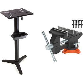 WEN Bench Grinder Stand with VEVOR 4.5" Jaw Width 3.3" Jaw Opening Cast Iron Bench Vise and Water Pot
