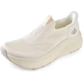 JACKSHIBO Women's Wide Toe Box Slip in Free up Hands Shoes Arch Support Orthopedic Plantar Fasciitis Slip On Walking Sneakers with Metatarsal Pad
