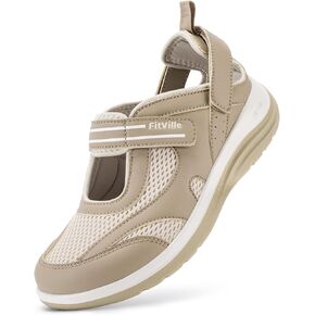 FitVille Diabetic Shoes for Women Extra Wide Width Diabetic Womens Sandals, Walking Shoes with Adjustable Closures Arch Support, Orthopedic Sandals for Flat Feet Heel Pain Relief,Plantar Fasciitis