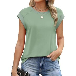 SAMPEEL Womens Tops Summer Dressy Casual Raglan Cap Sleeve T Shirts Basic Tee Shirts Trendy 2025
