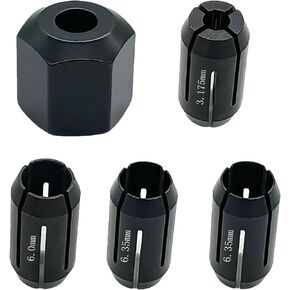 CN1 389244-00 389243-00 Collet and Nut Kit Replace for DeWalt DC550 DC551 DW660 Palm Router RotoZip spiral saw tools and Drywall routers(5packs)