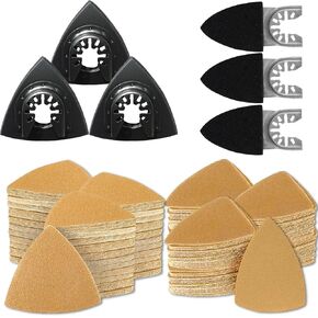 Gulrear 146PCS Multitool Sanding Pads for Oscillating Tool Sanding Attachments, Contains Triangle and Finger Sandpaper in a Variety of Grits, Detail Sanders for Woodworking, Metal and Other Surfaces