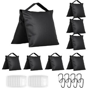8 Packs Sandbags Weight Bags for Photo Studio, Heavy Duty Saddlebag for Canopy, Umbrella Base, Backdrop Stand, Photo Tripod, Picnic Table,Fishing Chair (Yellow)