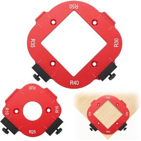 Xuhal 2 Set Alloy Router Templates for Woodworking Router Corner Radius Template Quick Rounded Corner Jigs R10/R15/R20/R25/ R30/R35/R40/R50 with Table Removable Clip Arc Cutting Auxiliary Tool DIY
