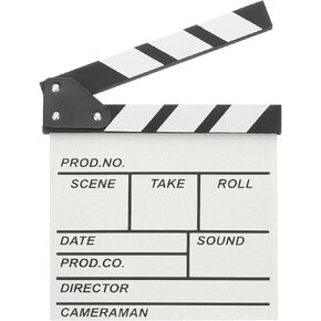 YOKIVE Movie Film Clapboard, Wooden Clapboard | Director Clapper Slate Cut Action Scene, Great for Camera Film, Photography Studio, Theater Props Decor (White, 12 x 10.6)