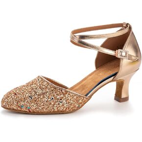 RoseMoli 1920s Shoes for Women Salsa Ballroom Dance Shoes for Woman Low Heels Dancing Pumps for Latin Tango Flapper Character Party Glitter Shoe