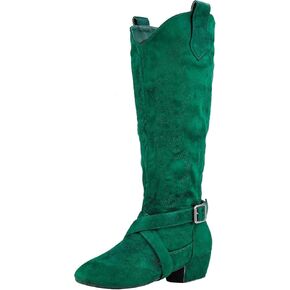 Prescott Suede Sole Western Style Line Dancing Salsa Shoe Long Warm Up Line Shoes West Coast Swing Dance Boots