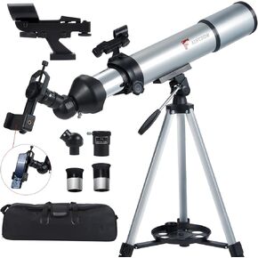 Telescope for Adults 80mm Aperture 600mm Refractor Telescopes High Magnification Astronomical Telescope for Beginner, Telescopio for Stargazing with Phone Adapter Carrying Bag Tripod