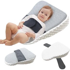 Anti-Roll Infant Feeding Pillow Soft Fabric and Optimal Support Breastfeeding Pillow with Safe Strap (Grey, One Size)