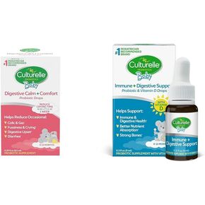 Culturelle, Baby Calm & Comfort Drops 0-12 Months, 0.29 Ounce & Baby Immune & Digestive Support Probiotic + Vitamin D Drops, Helps Support Immune Health