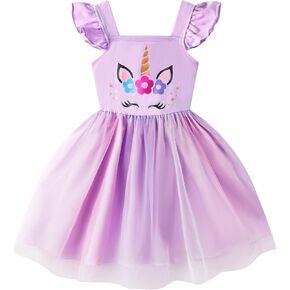 Little Girl Dresses Flutter Sleeve Tulle Tutu Dress Toddler Summer Clothes Kids Birthday Party Outfit 1-8 Years Old