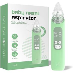 Baby Nasal Aspirator, Electric Nose Sucker with 5 Levels Suction, Soothing Light & Nursery Rhymes (Green)
