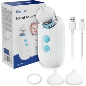 Berrcom Electric Nasal Aspirator for Baby, Baby Nose Sucker for Toddler Nose Suction for Infants, Rechargeable Nose Cleaner for Toddler with 2 Suction Levels and 2 Silicone Tips, USB Rechargeable