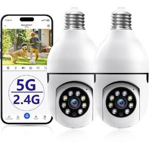 Light Bulb Security Camera,2K Bulb Security Camera 5G/2.4GHz,Security Cameras Wireless Outdoor with Human Detection,Motion Detection,Color Night Vision Cameras for Home Security Easy to Install