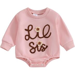 Newborn Little Sister Baby Girl Outfit Crewneck Sweatshirt Long Sleeve Shirt Lil Sis And Big Sis Matching Clothes
