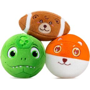 3 Pack Soft Sports Balls for Toddlers 1-3, Inflatable Plush Baby Balls Set for Kids 3-5, 5 Inch Soccer Ball & Basketball, 6.5 Inch Football, Mini Toddler Ball Toys for Boy Girl First Gifts
