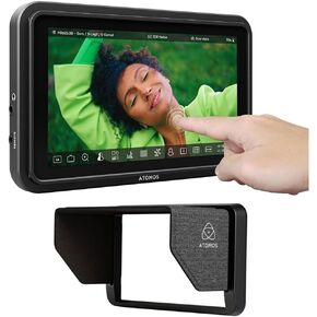 Atomos Shinobi II HDMI 4K Monitor with HDR Touchscreen, All Day Battery Life & Lightweight Design (Black) Bundle Sunhood for Shinobi II Monitor w/ABS Plastic Construction, Snap Attachment