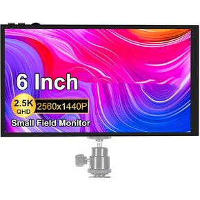 6 بوصة صغيرة HDMI شاشة محمولة 2560x1440 IPS ، شاشة حقل الفيديو الكاميرا مع 1/4 ثقب المسمار 4K HDMI حذاء حذاء ساخن لجهاز الكمبيوتر/التلفزيون/DVD/Raspberry PI/Camera/Gaming Build في مكبرات الصوت ومقبس الأذن
