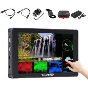 FEELWORLD F7 Plus+ Battery Bundles +Carry Case 7 Inch Touch Screen DSLR Camera Field Monitor 1200Nit High-Bright with 3D Lut HDR Waveform F970 Install and Power Kit 4K 60Hz HDMI Input and Output
