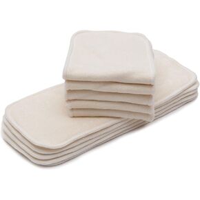 KaWaii Baby One Size Cloth Diaper Inserts 4 Layer Premium Booster Pads, No Microfiber or Fleece Inside, 6-22 lbs/0-18 Months Diaper, 10-Pack