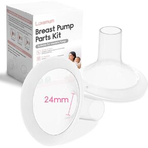 Breast Pump Parts for Medela, 24MM Oval Soft Flanges w/ 106 Degree Wider Opening Angle for Medela Symphony Pump, PersonalFit, Freestyle, Maxflow, Freestyle Flex Swing Maxi Connector（2 Packs ）