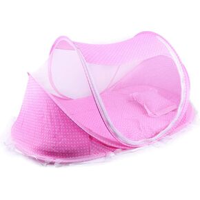 Portable Foldable Baby Bed Net Newborn Travel Bed Protect Baby from Mosquitoes Anywhere at Home (Pink)