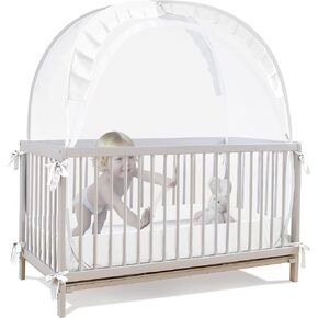 Lazyzzz Pop -Up Baby Crib Tent مع قفل سحاب مزدوج ، 55.2 "x27.6" x51.6 "شبكة مظلة للتنفس لتجنب التسلق - محمولة وسهلة التثبيت للنوم الآمن (رمادي)